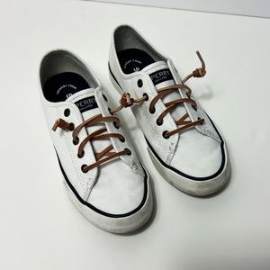 Sperry Topsider Women’s Pier View Core White Canvas Slip On Sneakers Size 6